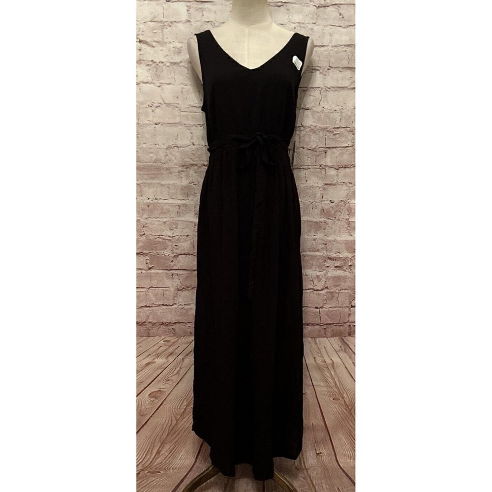 Time And Tru Maternity Black Maxi Dress Sleeveless Relaxed Fit Rayon Size S NEW